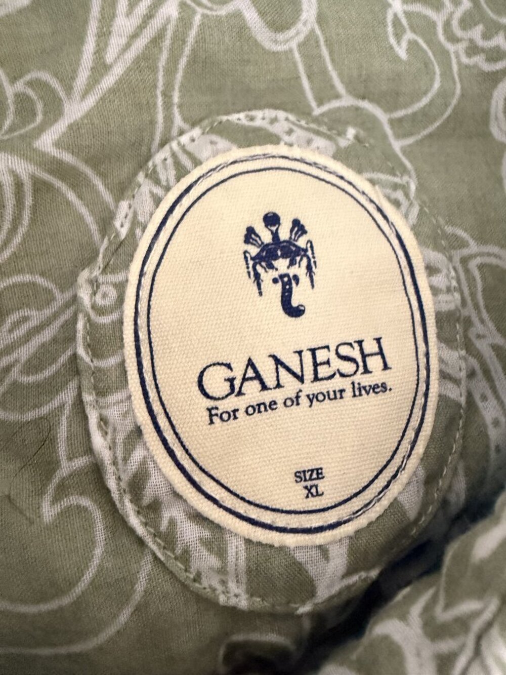 Ganesh Floral Print Button-Up Shirt XL Sage Green - Picture 3 of 4